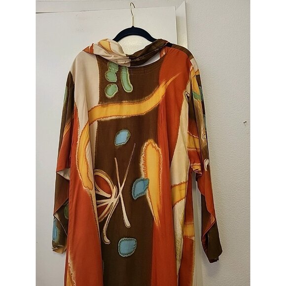 Essence by Mail Bali Boho Layered Dress Kaftan Burnt Orange Brown Med - Picture 10 of 11